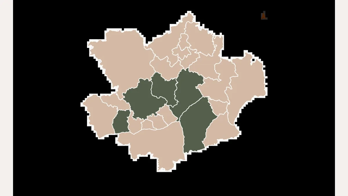 Mapa da região de Belo Horizonte com as cidades atendidas pela Souza Costa